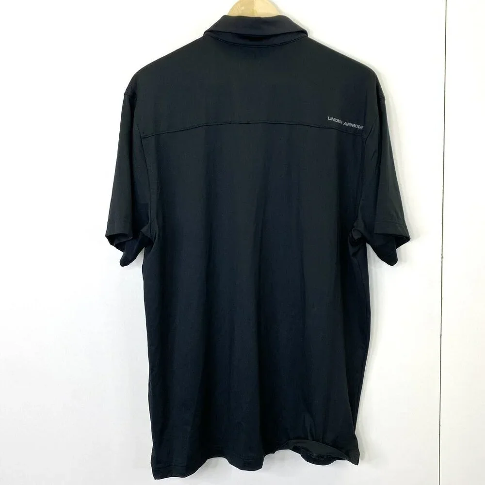 Under Armour Golf Polo Shirt Mens Size Large Heat Gear Loose Black Dot - Picture 3 of 3